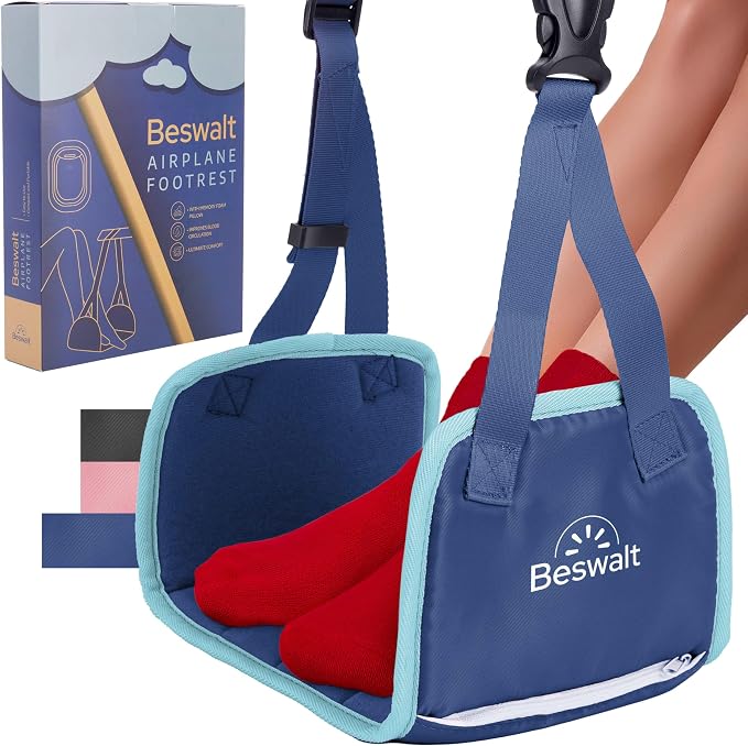 Portable Airplane Foot Hammock for Plane Travel by Beswalt