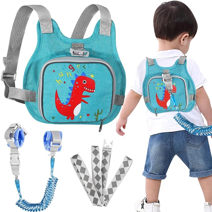 Toddler Harness Leash + Anti Lost Wrist Link, Accmor Dinosaur Baby Harnesses by Accmor