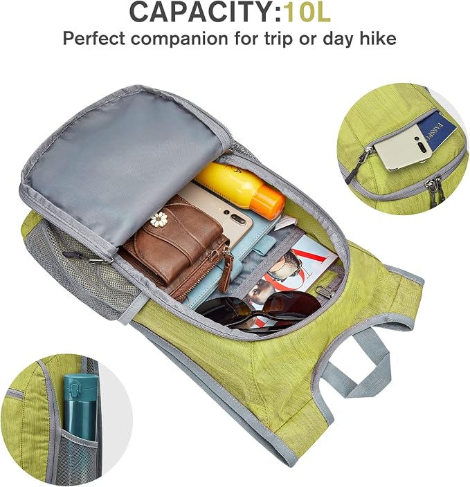 G4Free 10L/15L Hiking Backpack Lightweight Packable Hiking Daypack Small Travel - Image 5