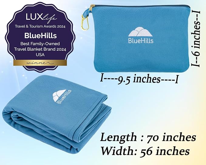 BlueHills Travel Blanket Pillow Compact Lightweight Pocket Size Airplane - Image 3