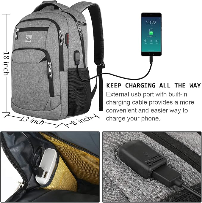 Laptop Backpack, Business Travel Anti Theft Slim Durable Laptops Backpack - Image 3