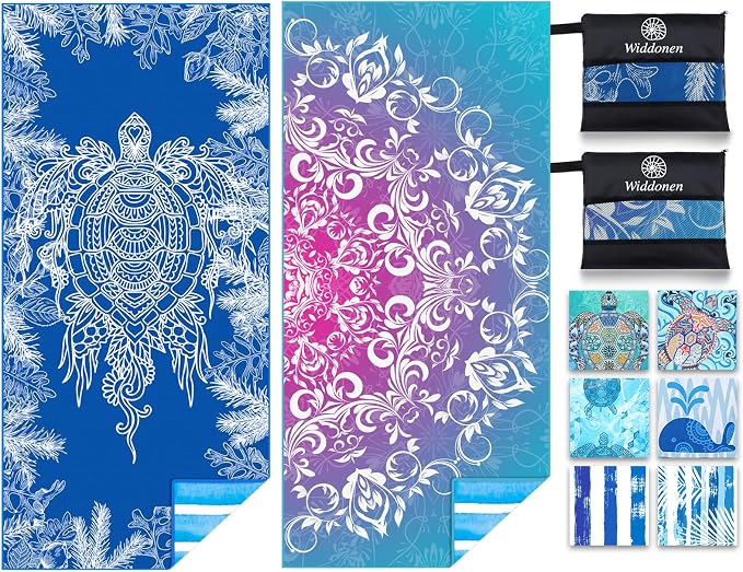 Microfiber Lightweight Beach Towel Sand Free Quick Dry Absorbent Thin Compact by WIDDONEN