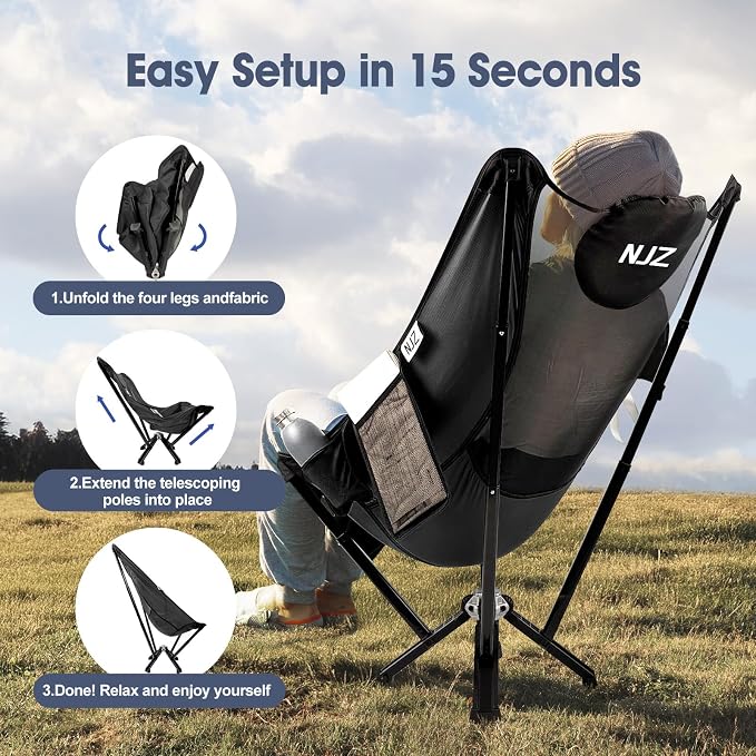 High Back Camping Chair, Outdoor Comfortable Chair - Image 4