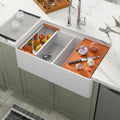 Dcolora 33 Inch White Farmhouse Sink Double Bowl 50/50 Workstation Country Farm by Dcolora