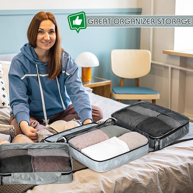 5 Pcs Packing Cubes for Suitcase Large Travel Cubes Carry on Luggage Organizer - Image 5