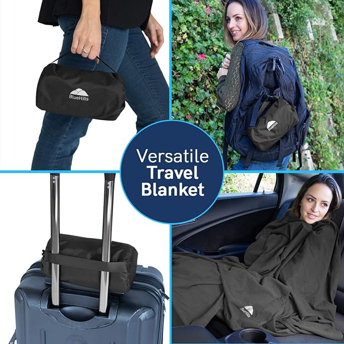 BlueHills Ultra Compact Travel Blanket 2 Pack Large Soft Cozy Portable Blanket - Image 2