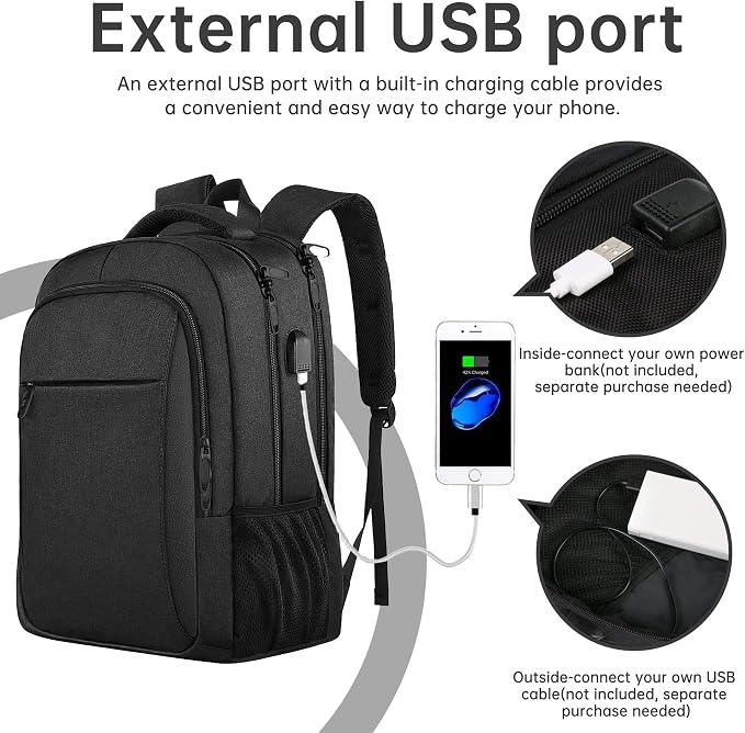 Large Travel Laptop Backpack, Business Anti Theft Slim Sturdy 18 Inch Laptops - Image 5