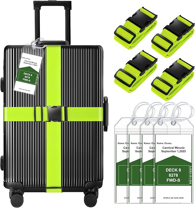 8 Pack Luggage Straps and Cruise Luggage Tags Set, Luggage Straps by Gostwo