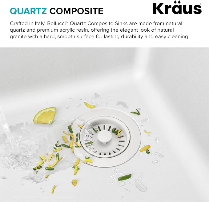 KRAUS Bellucci 33” Workstation Drop In Retrofit Farmhouse Single Bowl Granite - Image 9