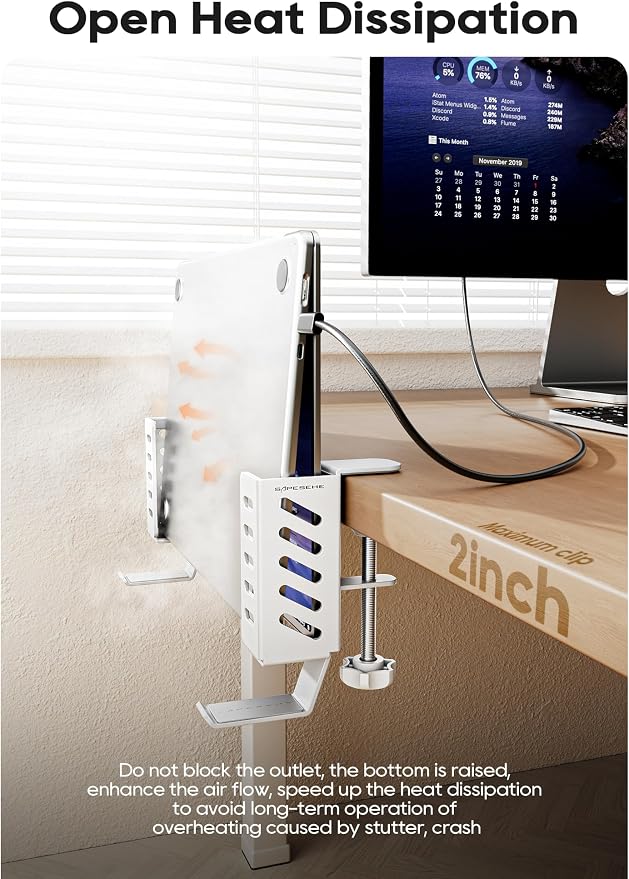 Desk Side Laptop Holder, Desk Side Storage, No Drill Side Desk Organizer - Image 4