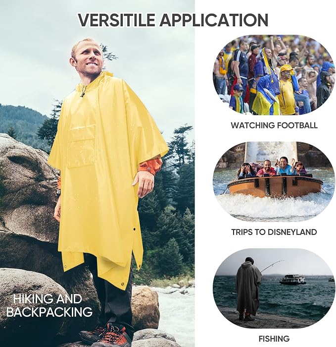 PTEROMY Hooded Rain Poncho for Adult - Image 5