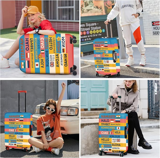 ANNA QUEEN Funny Multilingual Greetings Luggage Cover, Suitcase Protector - Image 7