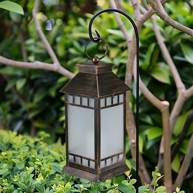 18'' Glass Solar Lantern Outdoor Waterproof, Large Hanging Solar Lanterns - Image 4