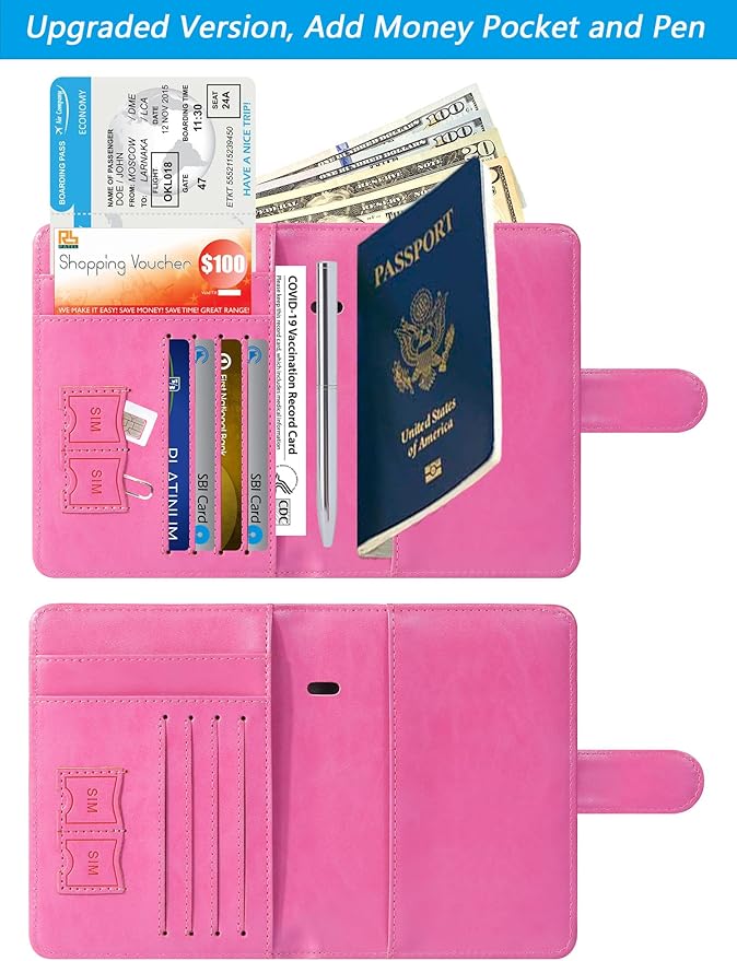 Passport Holder With Luggage Tag Cover Wallet RFID Blocking Leather Case Travel - Image 4