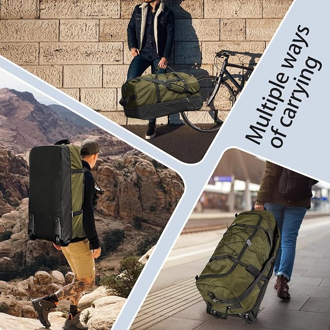 110L Expandable to 140L 32” Foldable Oxford Soft-Sided Rolling Duffle Bag - Image 6