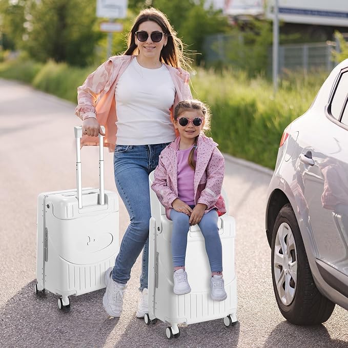 Carry on Luggage with Seat for Kids Expandable Ride on Suitcase with Spinner - Image 2