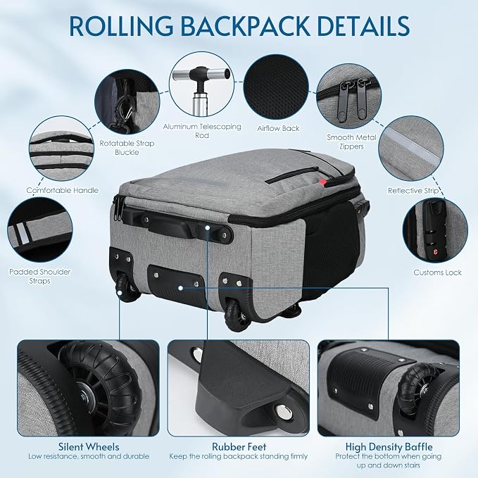 lychee Concealable Rolling Backpack-Adult Business Laptop Backpack - Image 7