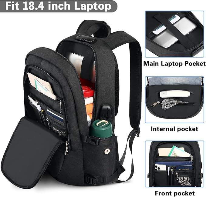 AMBOR Travel Laptop Backpack, 18.4 inch Anti Theft Business Laptop Carry on - Image 4