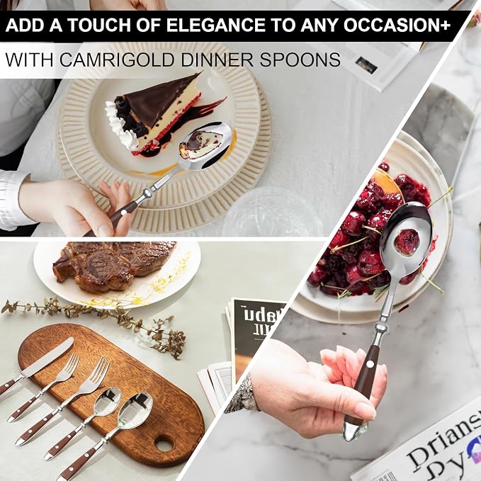 20-Piece Silverware Set for 4, High-end Everyday Flatware Set, Wood Grain Color - Image 7