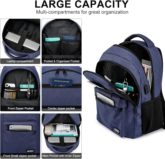 Laptop Backpack for Men Teens Boys, Water-Resistant 15.6 Inch College Bookbag - Image 2