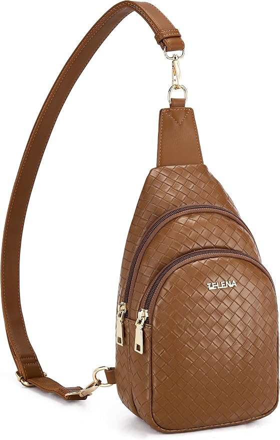 Telena Small Sling Bag for Women Leather Crossbody Fanny Packs Chest Bag for by Telena