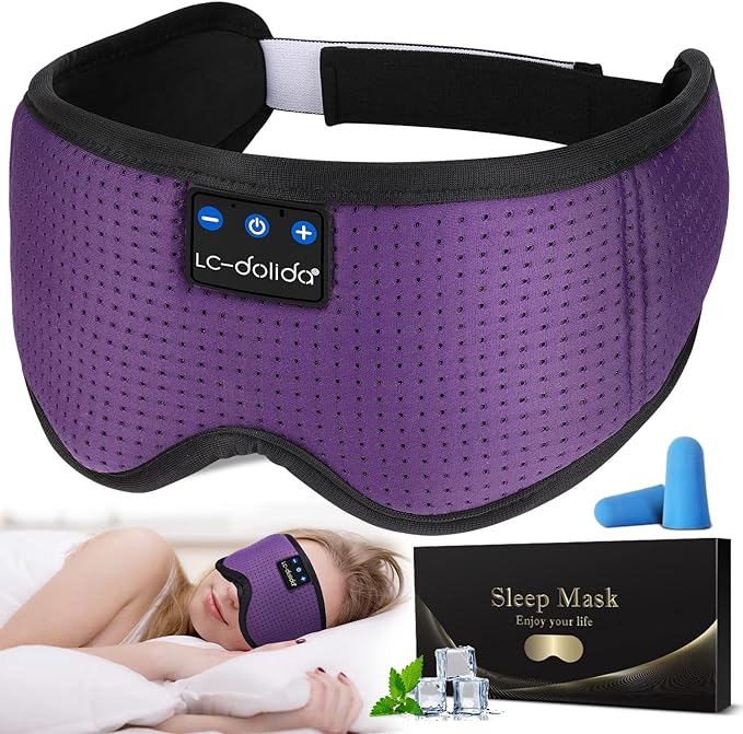 LC-dolida Sleep Headphones, Silk Sleep Mask Bluetooth Wireless Music Eye Mask by LC-dolida
