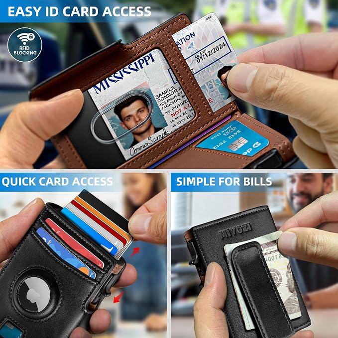 Airtag Wallet for Men, with Money Clip 10 Cards Metal Case Smart Slim Pop Up - Image 5