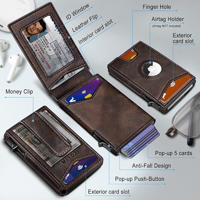 Airtag Wallet for Men, with Money Clip Gift Boxed, Slim Front Pocket Wallet - Image 2
