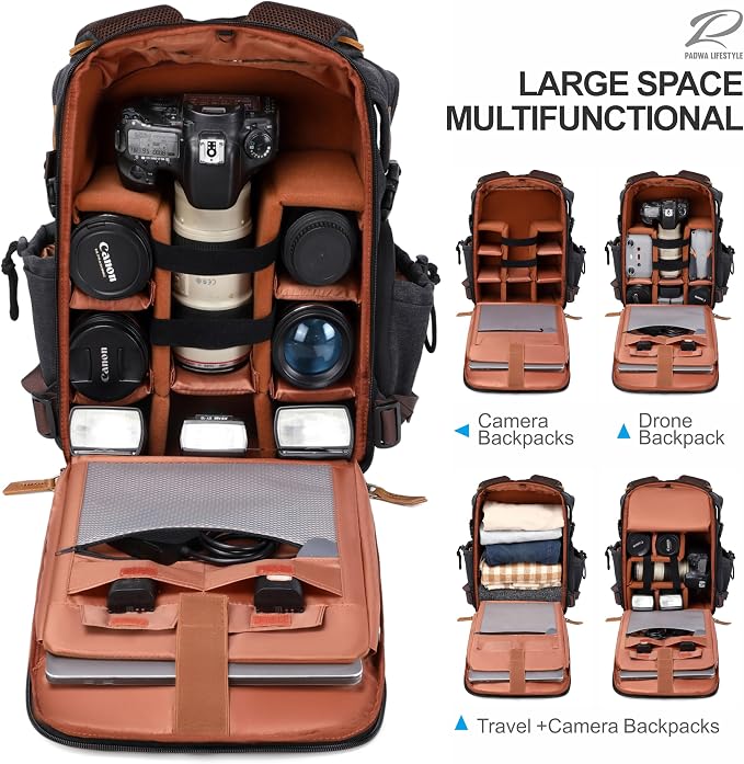 Padwa Lifestyle Black Camera Backpack - Image 3