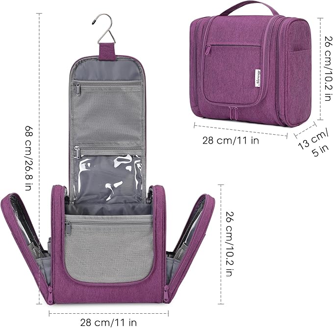 Narwey Hanging Toiletry Bag for Women Travel Makeup Bag Organizer Toiletries - Image 6