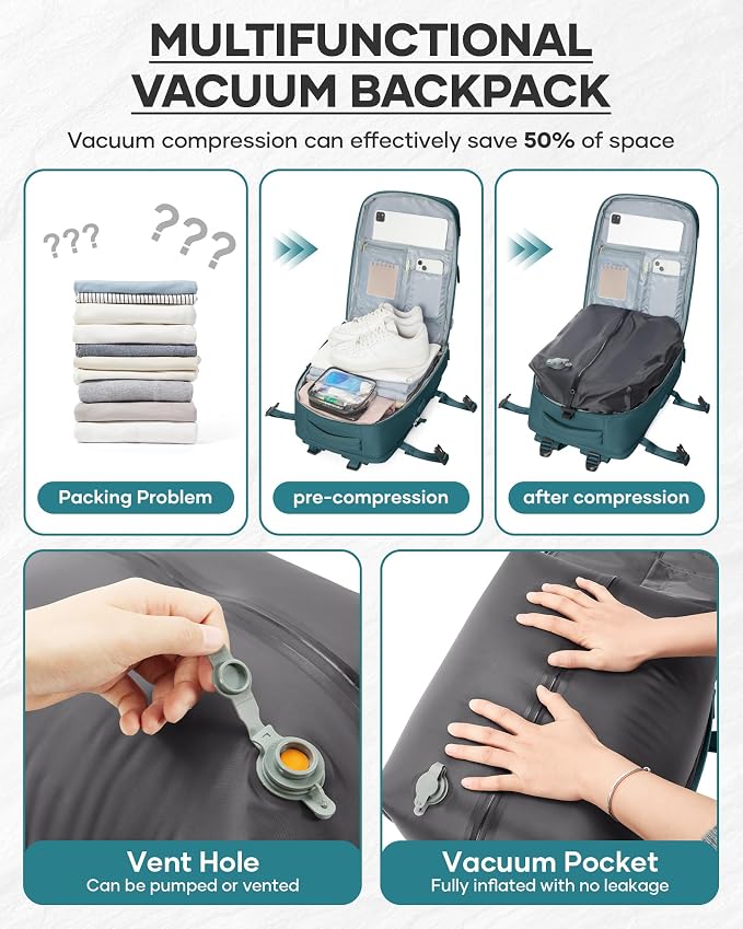 Vacuum Backpack Travel With Pump, Mochila De Viaje Compresion Al Vacio - Image 3
