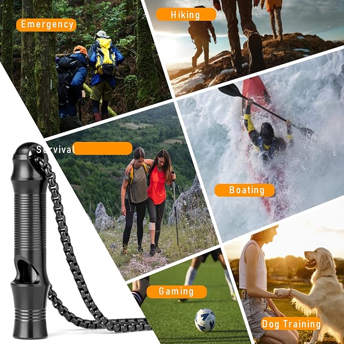 TISUR Titanium Emergency Whistle, EDC Safety Whistles Necklace Loud up to 120db - Image 6