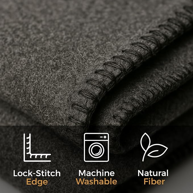 Wool Camping Blanket – 70% Wool Heavy-Duty Military Style Throw, Warm & Washable - Image 3
