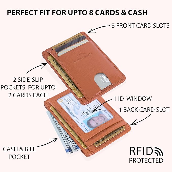 KARAKORAM Vertical Handcrafted Premium Leather Front Pocket Credit Card Holder - Image 6