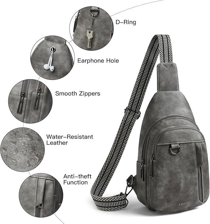 7L Sling Bag for Women Men Leather Small Sling Backpack Daypack Anti Theft - Image 4