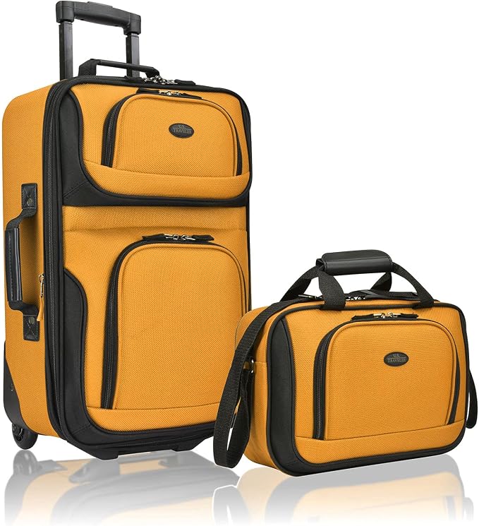 U.S. Traveler Rio Fabric Expandable Carry-on Luggage, Rolling Suitcase by USTraveler