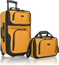 U.S. Traveler Rio Fabric Expandable Carry-on Luggage, Rolling Suitcase by USTraveler