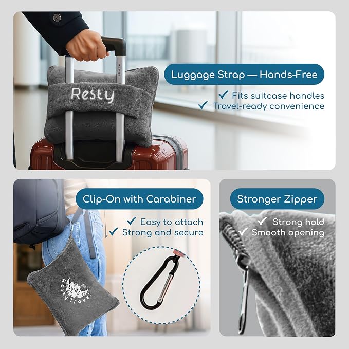 Resty 65"x40" Traveling Airplane Blanket, Deep Gray – Lightweight, Velvety Soft - Image 4