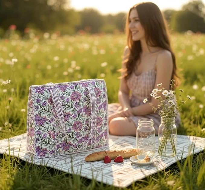 Cotton Quilted Tote Bag for Women – Large Beach & Travel Tote - Image 6