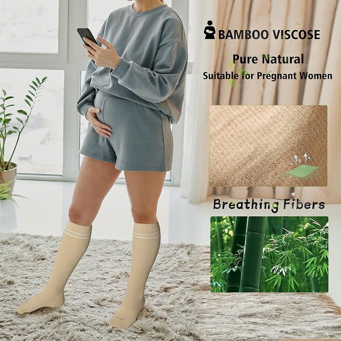 LEVSOX Compression Socks for Pregnant Women 20-30 mmHg Knee High Cute Funny - Image 4