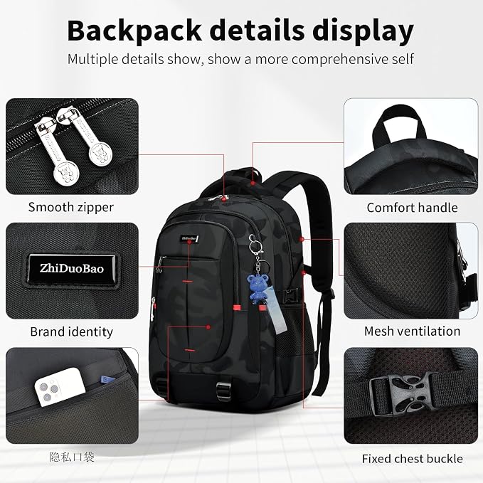 schoolbags for Middle school and high school student，high-capacity camo - Image 5