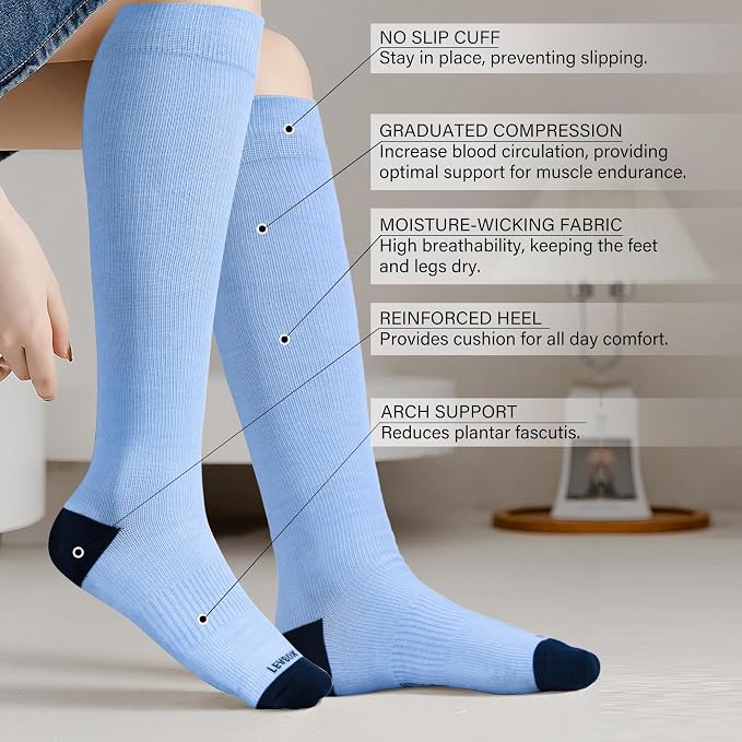 LEVSOX Compression Socks for Pregnant Women 20-30 mmHg Knee High Cute Funny - Image 2