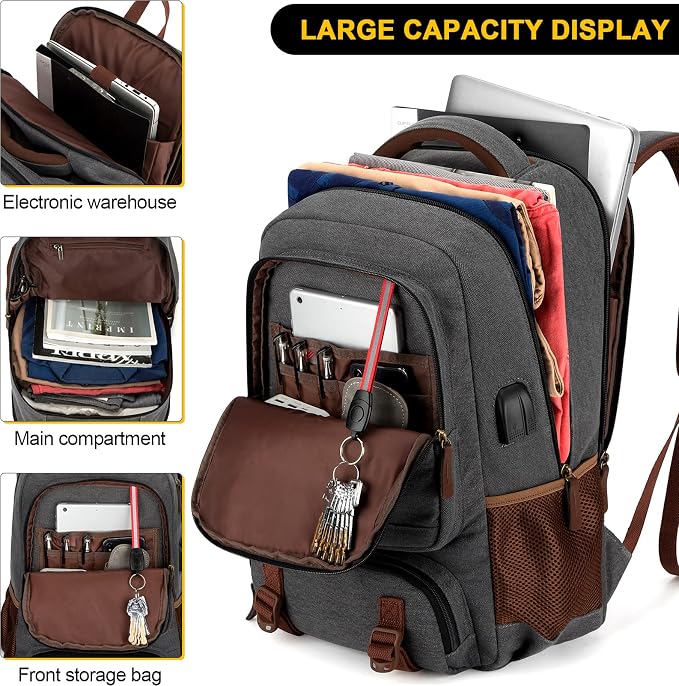 Tzowla Canvas Laptop Backpack, Bag - Image 4