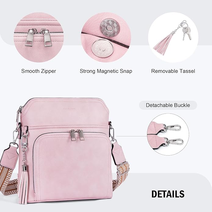 Crossbody Purse for Women, Lightweight Medium Crossbody Bag Soft Leather - Image 6