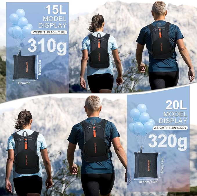 15L Small Hiking Backpack for Men Women Foldable Packable Back Pack Ultralight - Image 4