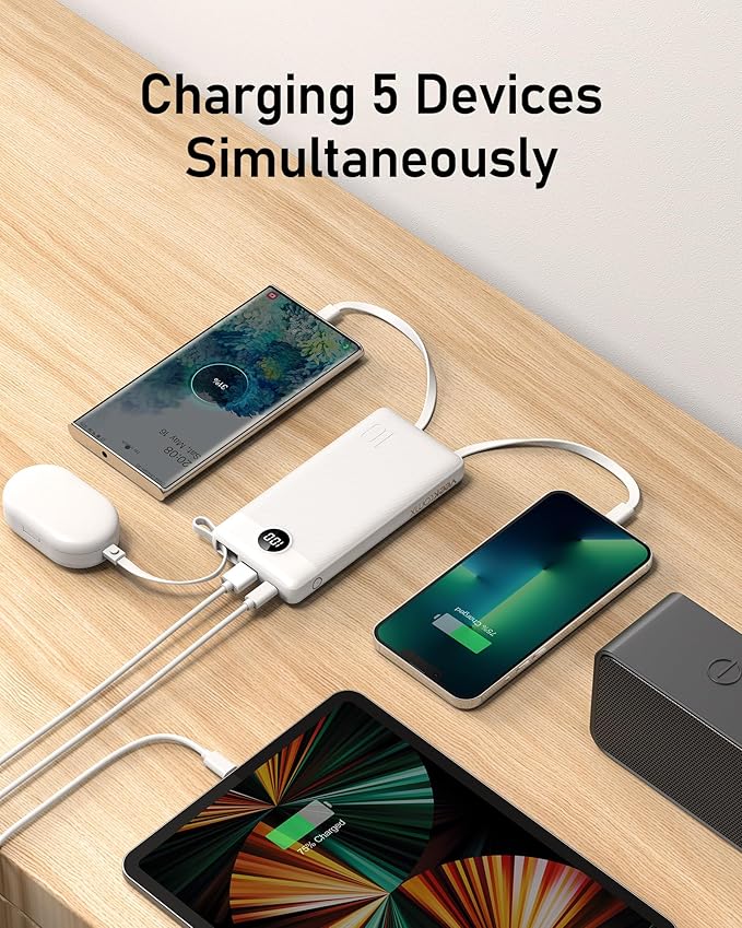 VEEKTOMX Portable Charger with Built-in Cables, 20000mAh Power Bank - Image 5