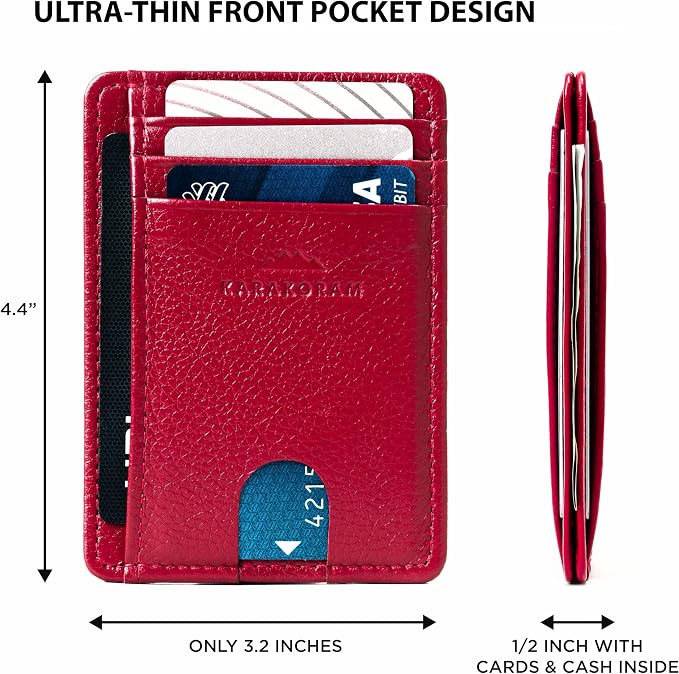 KARAKORAM Vertical Handcrafted Premium Leather Front Pocket Credit Card Holder - Image 5