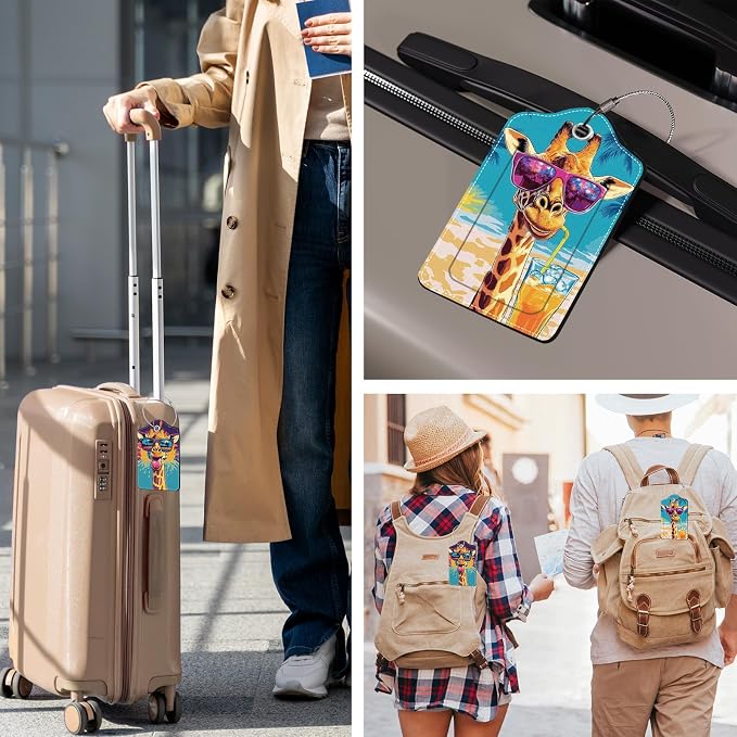 2 Pack Colorful Giraffe Luggage Tags - Image 2