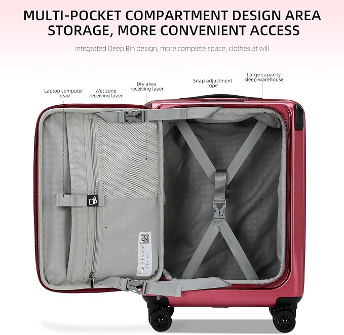 Carry On Luggage, 20 Inch Top Opening Aluminum Frame Lightweight Airline - Image 4