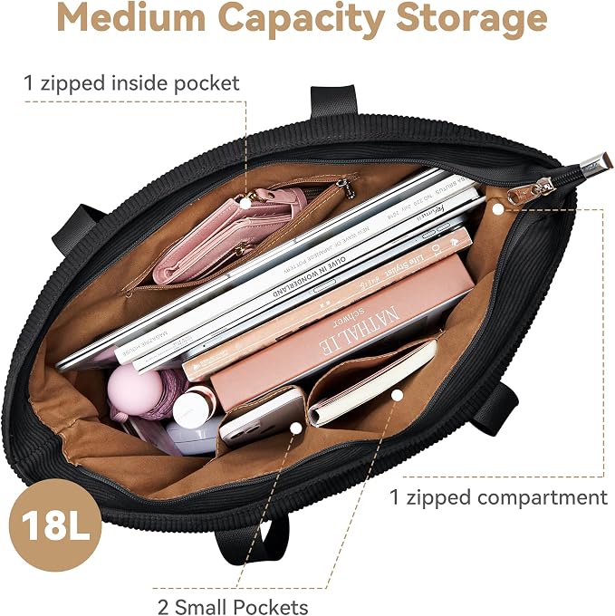 Tote Bag for Women with Zipper, Travel Tote Bags with Compartments Large - Image 5